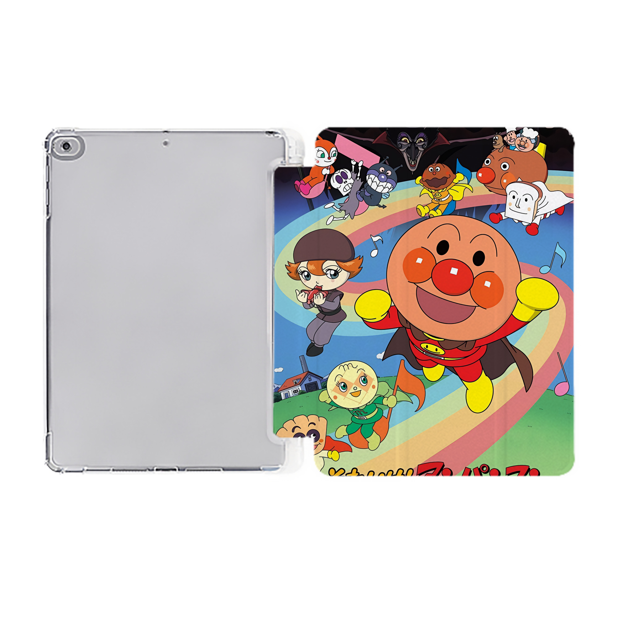 （画像用） アンパンマン Anpanman IPad ケース ペン収納付き 三つ折りスタンド PUレザー×シリコン 対応機種9.5/10.5/10.9インチ